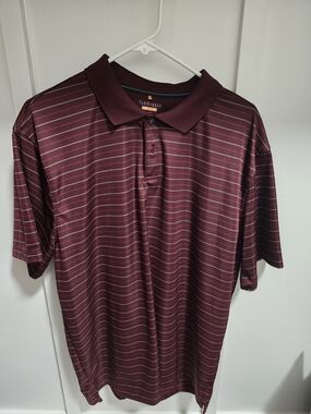 Van Heusen Men's Burgundy Striped Polo Shirt